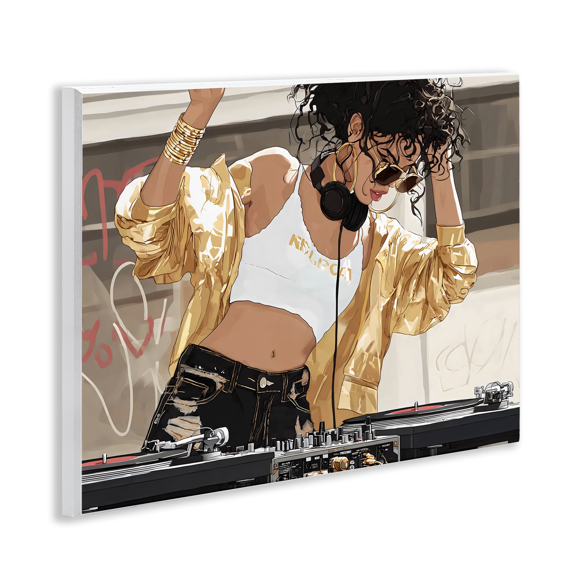 Stupell Industries Gold Accented DJ Wall Plaque Art, design by Franklyn Gregory