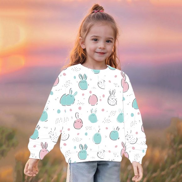 Rbaofujie Easter Outfits for Toddlers Baby Girls Bunny Sweatshirt Long Sleeve Shirts Pullover Top Kids Easter Clothes