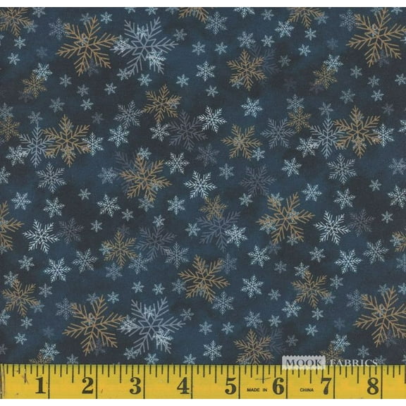 Cotton Christmas Deck the Halls Snowflakes Holidays Season Winter Mook Fabrics Dresden Cotton Fabric Print by the Yard (138448)