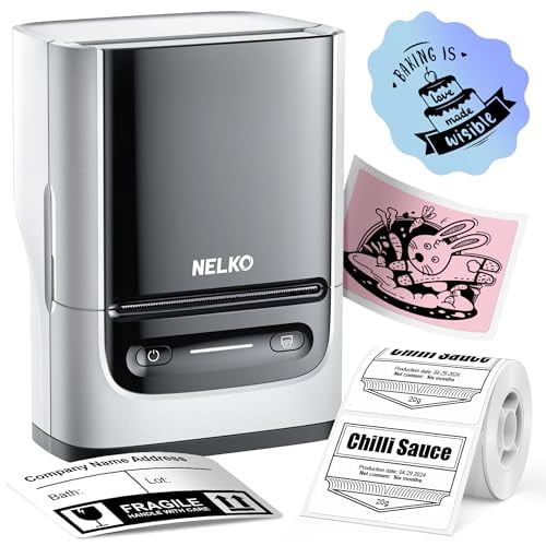 Impresora de etiquetas Nelko con cinta, impresora de etiquetas PM220 con Bluetooth, impresora térmica portátil de 2 pulgadas para pequeñas empresas, impresora de direcciones, logotipos, ropa y pegatin