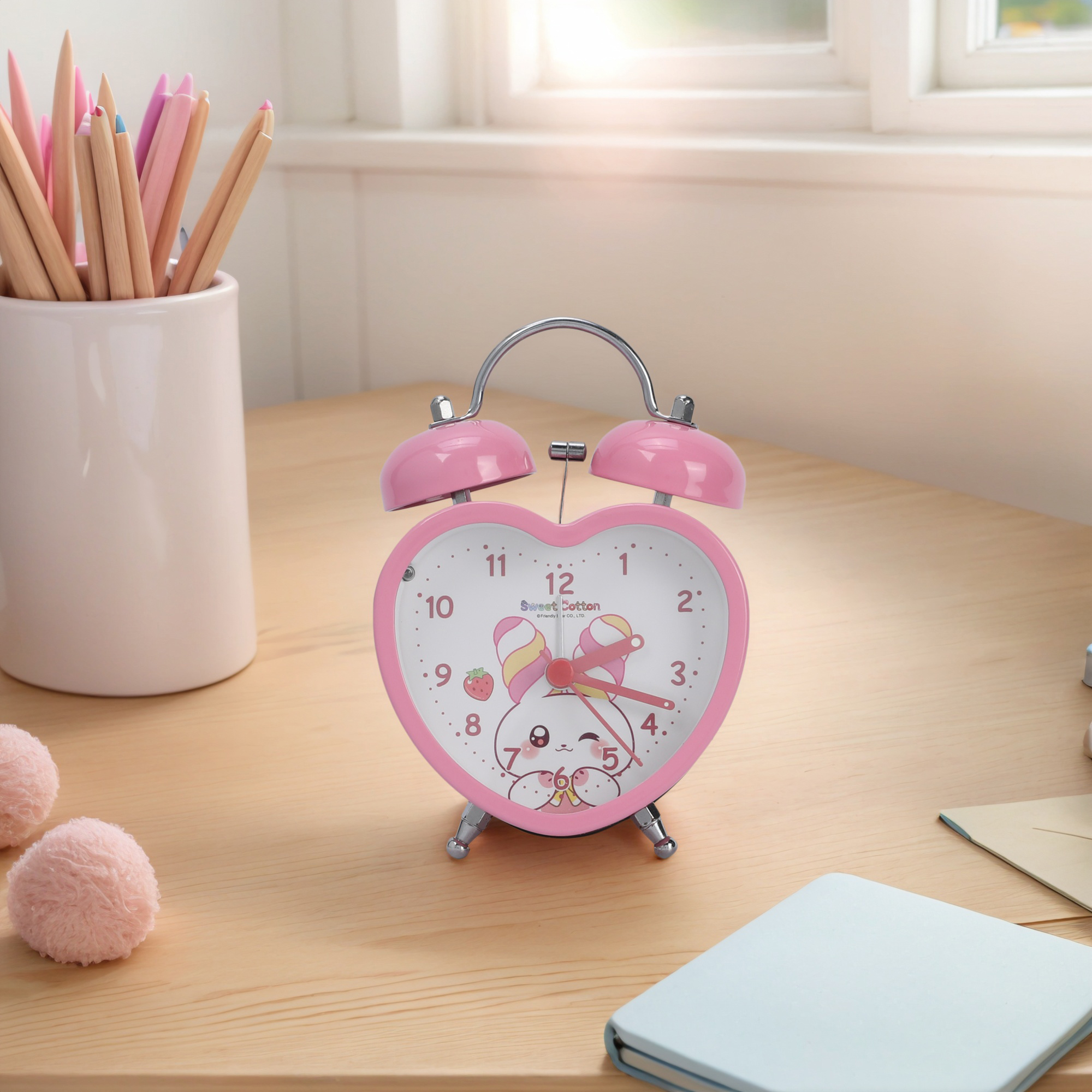 Unique Bargains Heart-Shaped Alarm Clock Pink 3.3"L x 2.2"W x 5.1"H