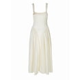 thumbnail image 3 of Women'S Summer Gingham Long Dress Corset Square Neck Lace Up Backless Casual Sundress Yellow M, 3 of 9