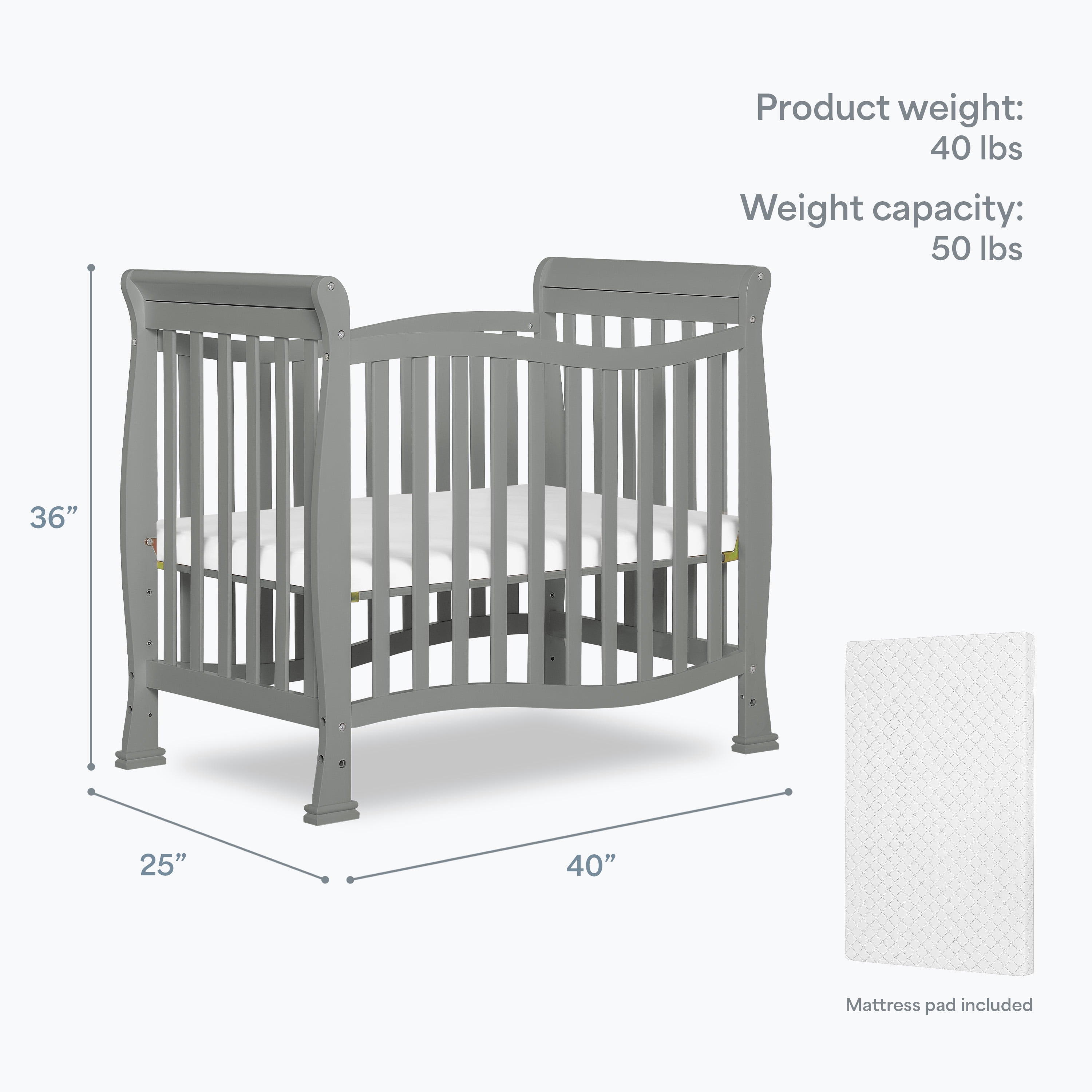 Dream On Me Piper 4-in-1 Convertible Mini Crib, Sea Grass