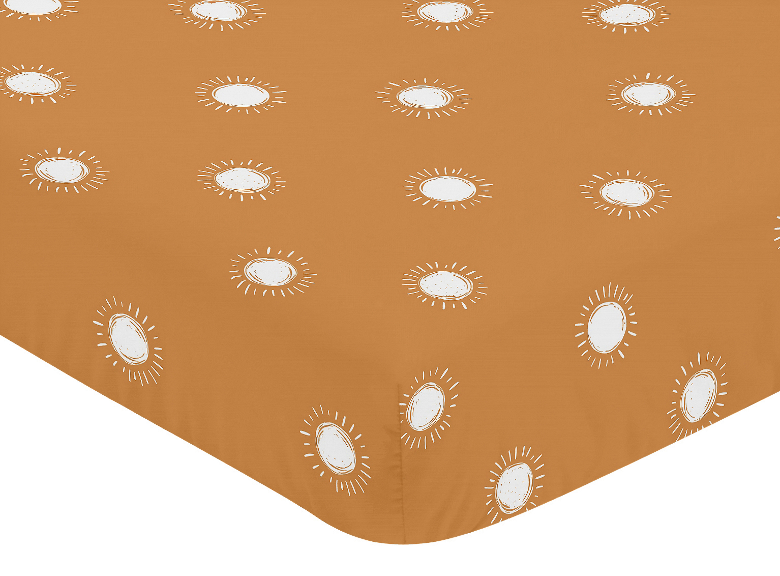 Boho Sun Pumpkin and White Fitted Crib Sheet by Sweet Jojo Designs