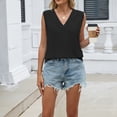 thumbnail image 5 of Women's Chiffon Blouse, Sleeveless V Neck Pleated Tank Top, Loose Fit Casual Summer Tops for Work Business, Daily Wear, Travel and Street Fashion, Basic Wardrobe Essential-Black, 5 of 7