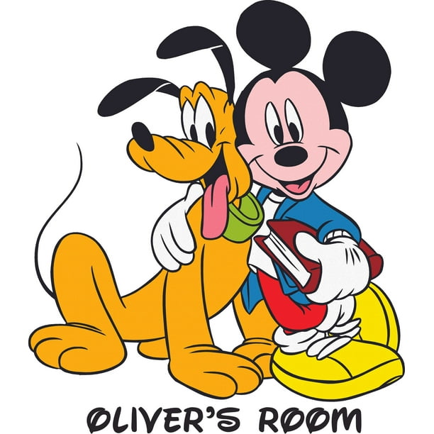 Pluto Mickey Mouse Book Cartoon Customized Wall Decal Custom Vinyl Wall Art Personalized Name Baby Girls