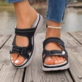 thumbnail image 5 of Wensltd Comfortable Wedge Sandals Women Summer Soft Soled Solid Color Casual Outdoor Beach Walking Comfort Slippers Black, 5 of 6