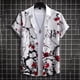 thumbnail image 4 of Camisa hawaiana con estampado retro de flores y empalmes para hombre, blusas de manga corta con botones y solapa, estilo hawaiano, para verano, 4 of 4