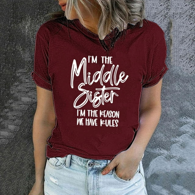 Womens Funny Printed Pattern Casual Fashion Soild Color Short Sleeve Tops Blouse