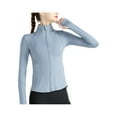 thumbnail image 4 of Genuiskids Women's Yoga Coat Running Track Cycling Workout Jacket Solid Color Long Sleeve Side Pockets Mock Neck Front Zipper Slim Fit Sports Jacket Outerwear, 4 of 9