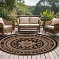 thumbnail image 4 of Large Round Rug 8Ft Washable Non-Slip, Brown Ethnic Flower Circle Area Rugs for Living Room Bedroom, Abstract National Boho Geometric Indoor Floor Mats Carpet Runner for Home Decor, 4 of 8