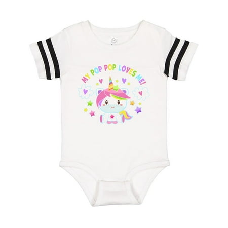

Inktastic My Pop Pop Loves Me with Cute Rainbow Unicorn Gift Baby Boy or Baby Girl Bodysuit