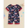 thumbnail image 4 of Bagilaanoe 4th of July Jumpsuit for Newborn Baby Girl Short Sleeve Print Romper 3M 6M 12M 18M Infant Independence Day Clothes, 4 of 7