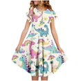 thumbnail image 5 of Pounoo New Girls Dresses 10-12 Girl'S Summer Dresses Ruffle Sleeve Tiered Swing Midi Casual Sundress With Pockets 6-15T Dresses For Kids Girls, 5 of 6