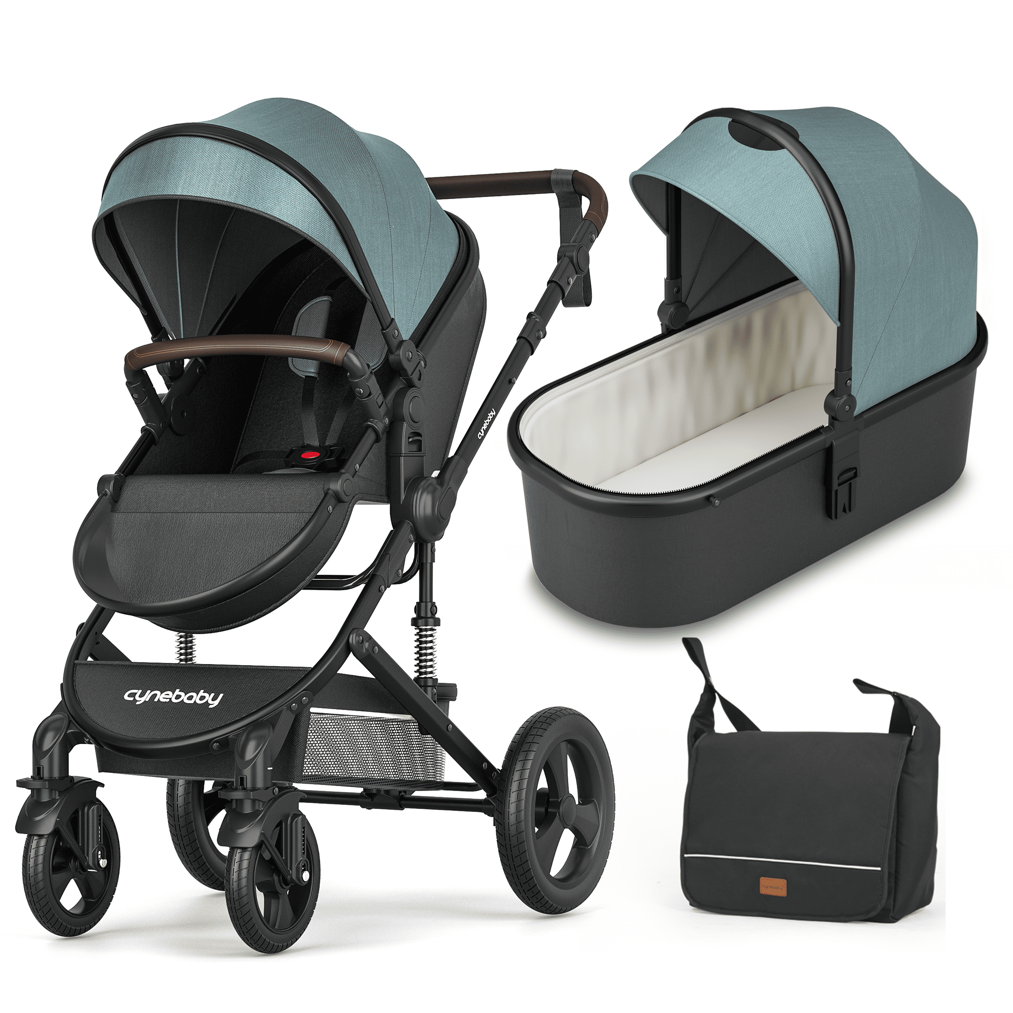 Travel Systems With Rain Cover Easy To Assemble Baby Stroller Foldable Travel System High Landscape View Pram Pushchair,3-in-1 Convertible Bassinet Sleeping Strollers,Portable Shock Absorption Strolle 