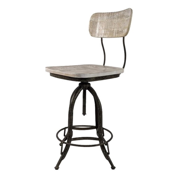Carolina Classics Mason Adjustable Stool in Natural Driftwood/Aged Iron