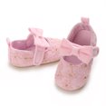 thumbnail image 5 of Xfvqtps Baby Girls Walking Shoes Mary Jane Flower Bowknot Cute Princess Sweet Soft Sole Cloth Infant Shoes Summer New Toddler Sandals Outside Wear Non Slip Breathable Shoes Pink, 5 of 8