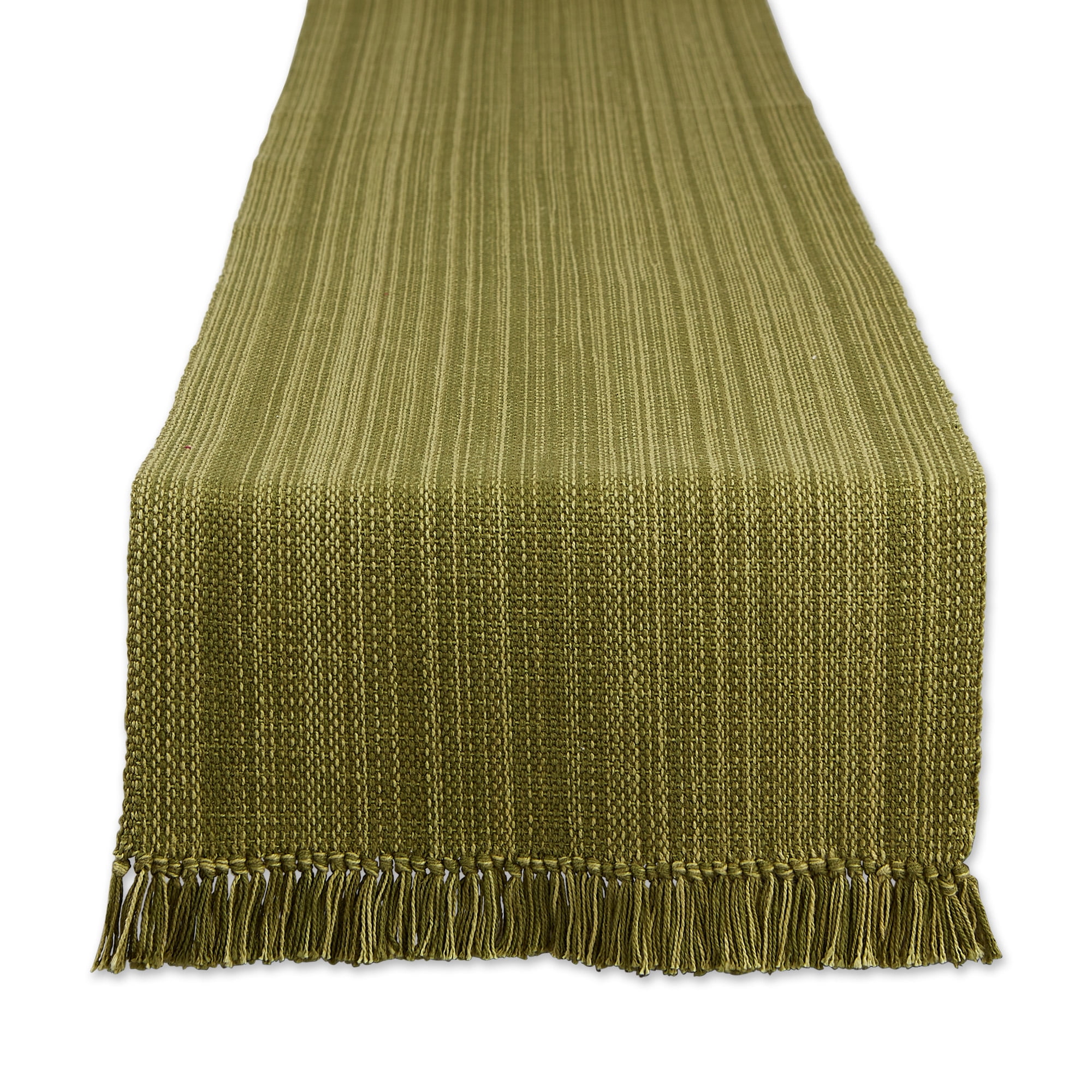 DII Variegated Olive Green Fringe Table Runner