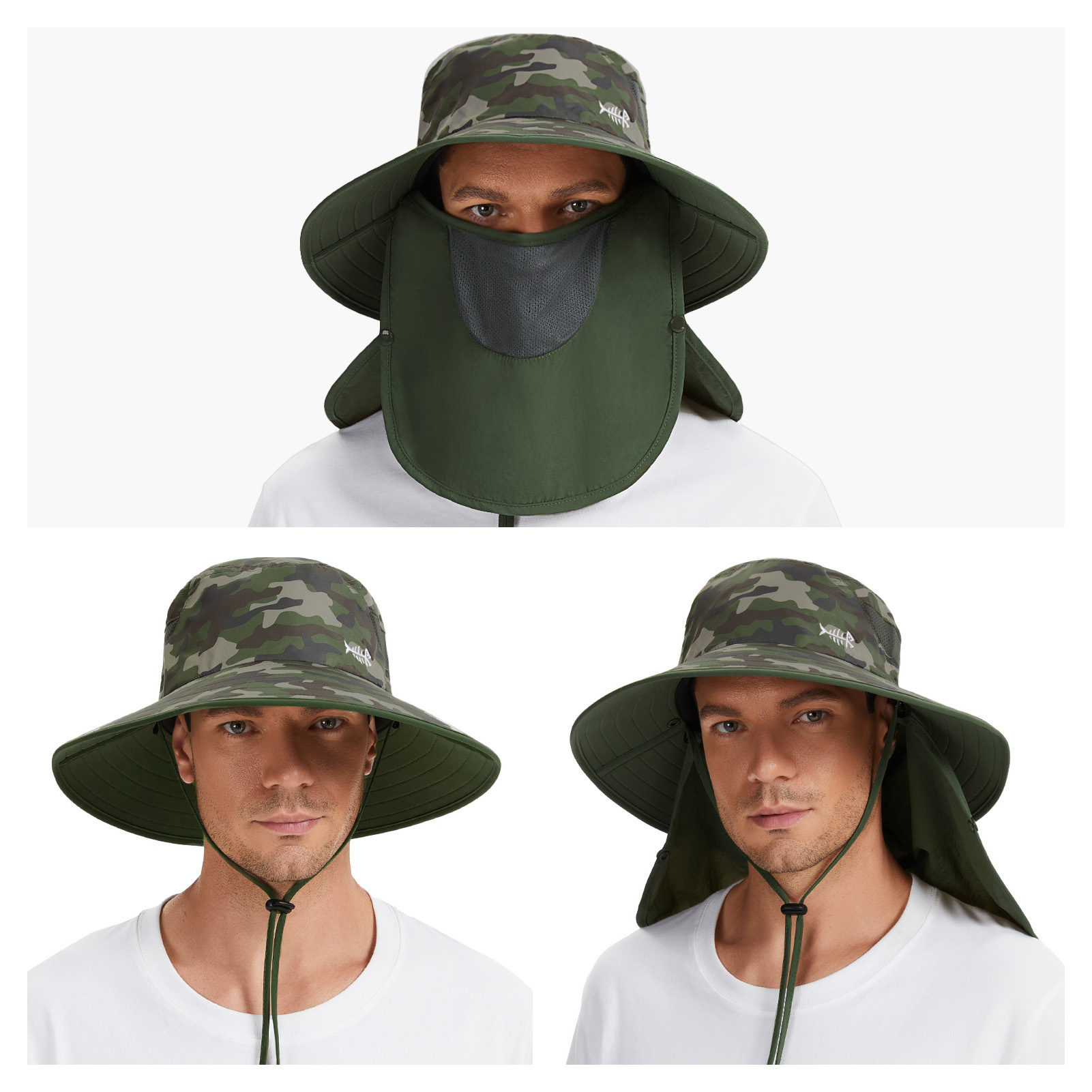 Men’s UPF 50+ Sun Hat with Face Cover & Neck Flap FH09