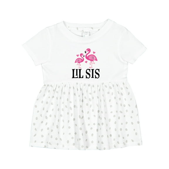Inktastic Little Sister Girls Lil Sis Flamingo Girls Baby Dress