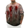 thumbnail image 1 of Camisas de Manga Larga para Hombres Imprimir Blusa de Manga Corta de Cuello Redondo, Camisas de Lino para Hombres, 1 of 3
