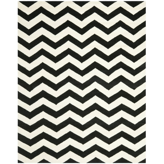 SAFAVIEH Chatham Jake Zigzag Stripes Wool Area Rug, Ivory/Black, 2' x 3'