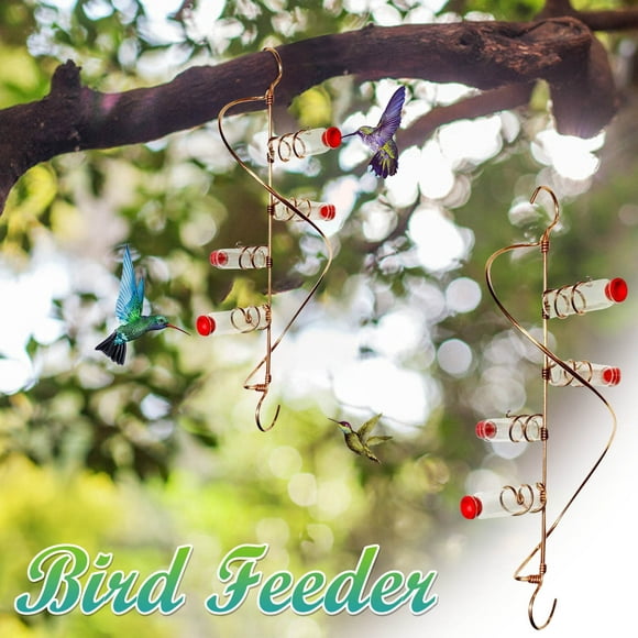 SMihono Bird Feeders for Outdoors Hanging Courtyard Bird Feeder Red Berries Humming Bird Feeder 4 Feeding Bottles on Clearance
