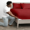 thumbnail image 2 of Bare Home Fitted Bottom Sheet Premium 1800 Ultra-Soft Wrinkle Resistant Microfiber, Hypoallergenic, Deep Pocket (King, Red), 2 of 4