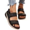thumbnail image 4 of EKVAHL Women's Orthopedic Platform Sandals, Double Strap Backstrap Walking Shoes, Arch Support Cushioned Summer Outdoor Slides Black, 4 of 5