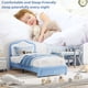 thumbnail image 4 of QinaQin Base de cama individual tapizada con cabecera LED y cajón de almacenamiento, diseño de terciopelo para niños, sin necesidad de box spring, 4 of 7