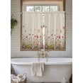 thumbnail image 4 of Watercolor Flowers Bathroom Window Curtain, Spring Daisy Floral Butterflly Beige Light Filtering Coffee Kitchen Curtains, Bedroom Living Room Curtains 2 Panel 84"x54", 4 of 6