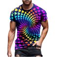 thumbnail image 2 of EQWLJWE Fashion Mens T Shirt Men Casual Round Neck Valentine's Day 3D Digital Printing Pullover Fitness Sports Shorts Sleeves T Shirt Blouse, 2 of 5