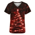thumbnail image 3 of Christmas Scrubs for Women, Aofany Xmas Tree Print Scrubs Tops Workwear Short Sleeve V Neck Nurse Shirt Working Uniforms Medical Scrubs with Pockets, 3 of 4