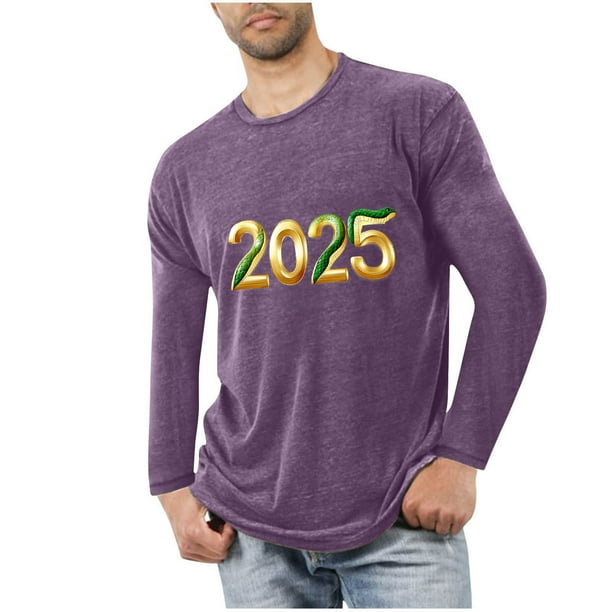 Blusas y camisas de manga larga con cuello redondo para hombre, deportivas, fitness, hogar, pijamas navideños estampados, camiseta de manga larga con cuello redondo, blusa de poliéster para hombre