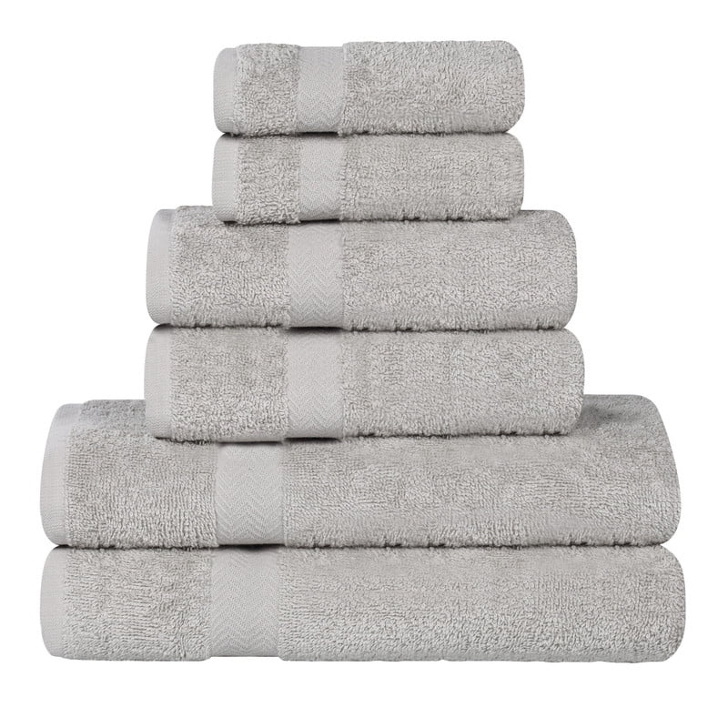 Superior Franklin 6-Piece Cotton Towel Set, Super Soft Quick Dry Fade Resistant Towels, Silver