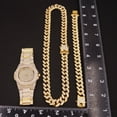 thumbnail image 5 of Men's Hip Hop Luxury Micro Pave Cubic Zirconia Miami Cuban set Necklace bracelet watch Iced Out Cool 18k Layered real gold Plated #59, 5 of 5