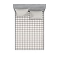 thumbnail image 2 of Geometric Bedding Set with Sheet & Covers, Geometrical Lines Stripes Plus Like Image with Pale Grey Backdrop Art Print, Printed Bedroom Decor 2 Shams, 4 Sizes, Black and White, by Ambesonne, 2 of 3