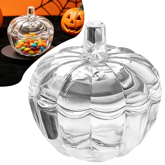 Clearance Under $5.1! 1 Pack Glass Pumpkin Candy Jar with Lid for Storage