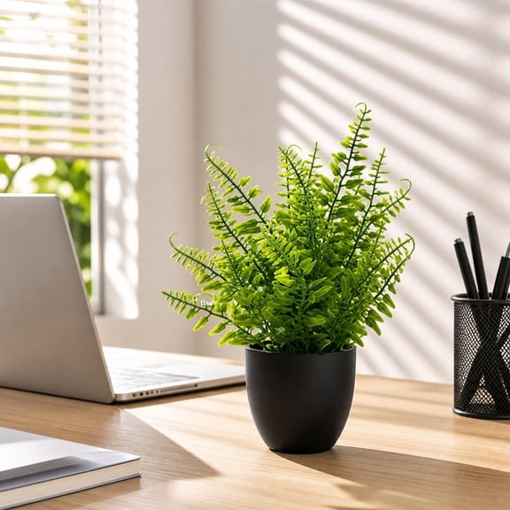 Tuvgenk 4 Piece Artificial Potted Plants Set With White Pots For Desk Shelf Office Indoor Decor A