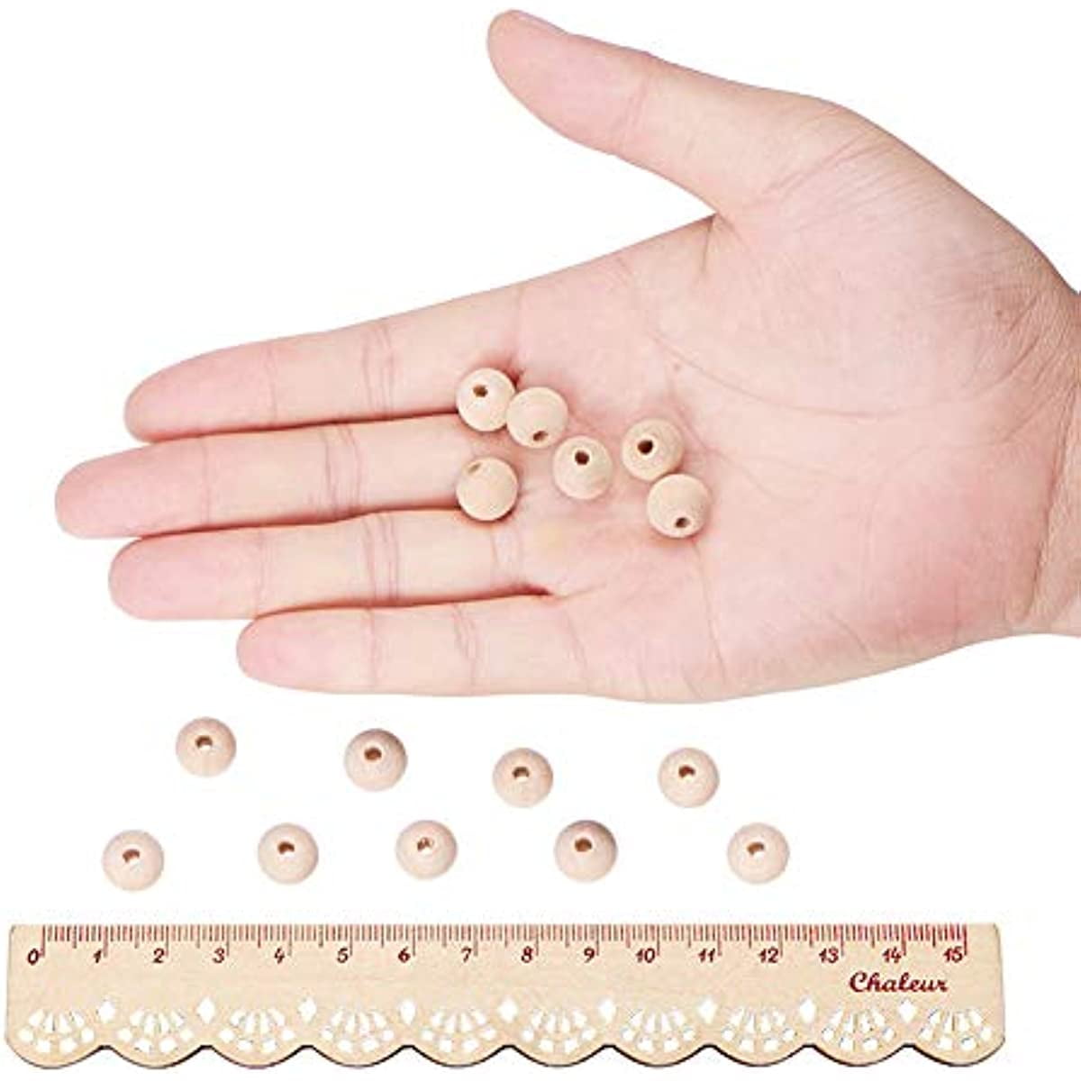 Wooden Beads 50Pcs 12mm (1/2 Inch) Natural Unfinished Wood Spacer Beads Round Ball Wooden Loose Beads for Bracelet Pendants Crafts Hair Braids DIY Jewelry Making Christmas Decoration
