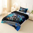thumbnail image 3 of Castle Fairy Cool Dirt Bike Twin Comforter Sets 3-Piece for Boys, Bold Motocross Graphic Bedding Set for Bedroom, Blue,Black Reversible, 3 of 6