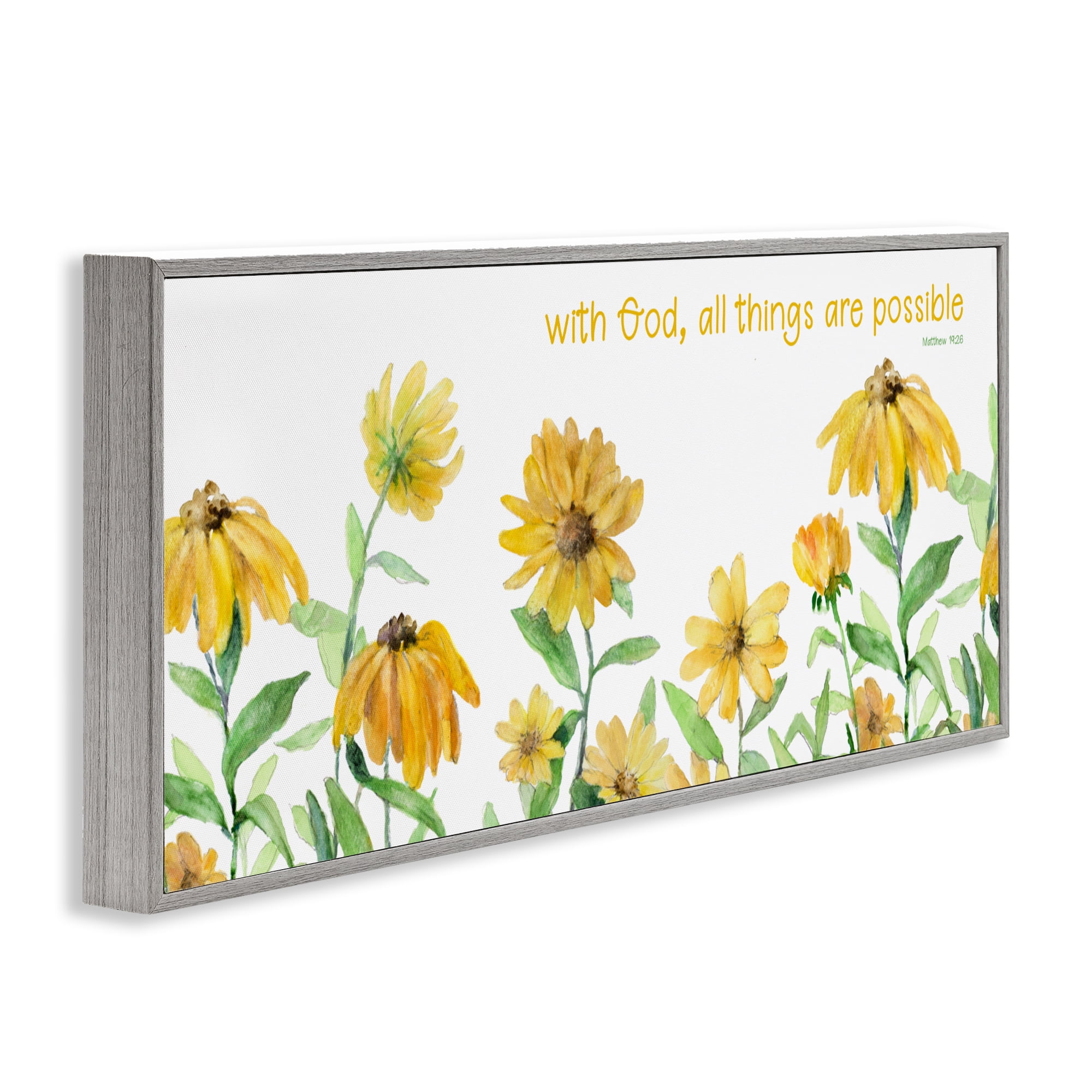 Stupell Industries With God Proverb & Daisies Gray Framed Giclee Art, design by Lanie Loreth