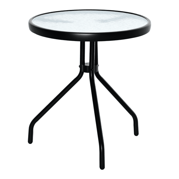 Outsunny Table d'Appoint d'Extérieur Ronde avec Dessus en Verre Trempé Noir