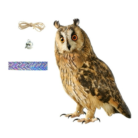 

LuoYinDa Hanging Bell for Doorways Owl Bird Scare Bell Pendant Rustic Orchard Scare Bird Charm Outdoor Patio Animal Decoration with Bell and 60cm Sisal Rope and 60cm Ribbon