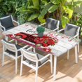thumbnail image 2 of Valentine's Day Table Cloths for 4 Foot Rectangle Tables, Red Plaid Truck Roses Love Leaves Wood Patio Waterproof Elastic Fitted Tablecloths, Washable Rectangular Table Cover for Camping, 2 of 8