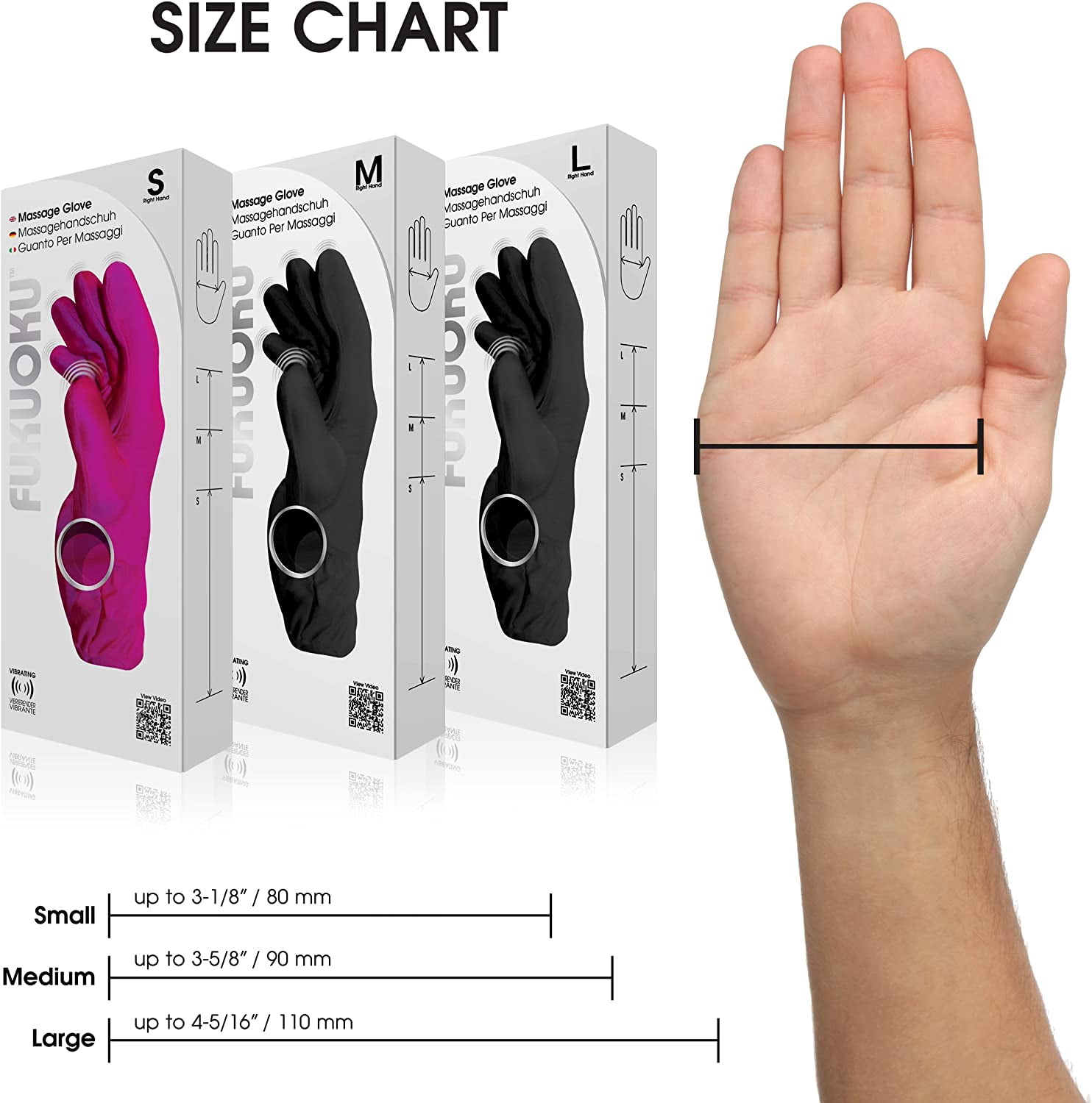 Fukuoku Black Right Hand Five Finger Vibrating Massage Glove - (fits Medium To Large Hand)