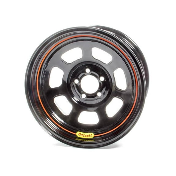 Bassett 57SN4 D-Hole Lightweight Wheel - 15 x 7 - 5 x 100 mm - Black - 4 in. Back Spacing