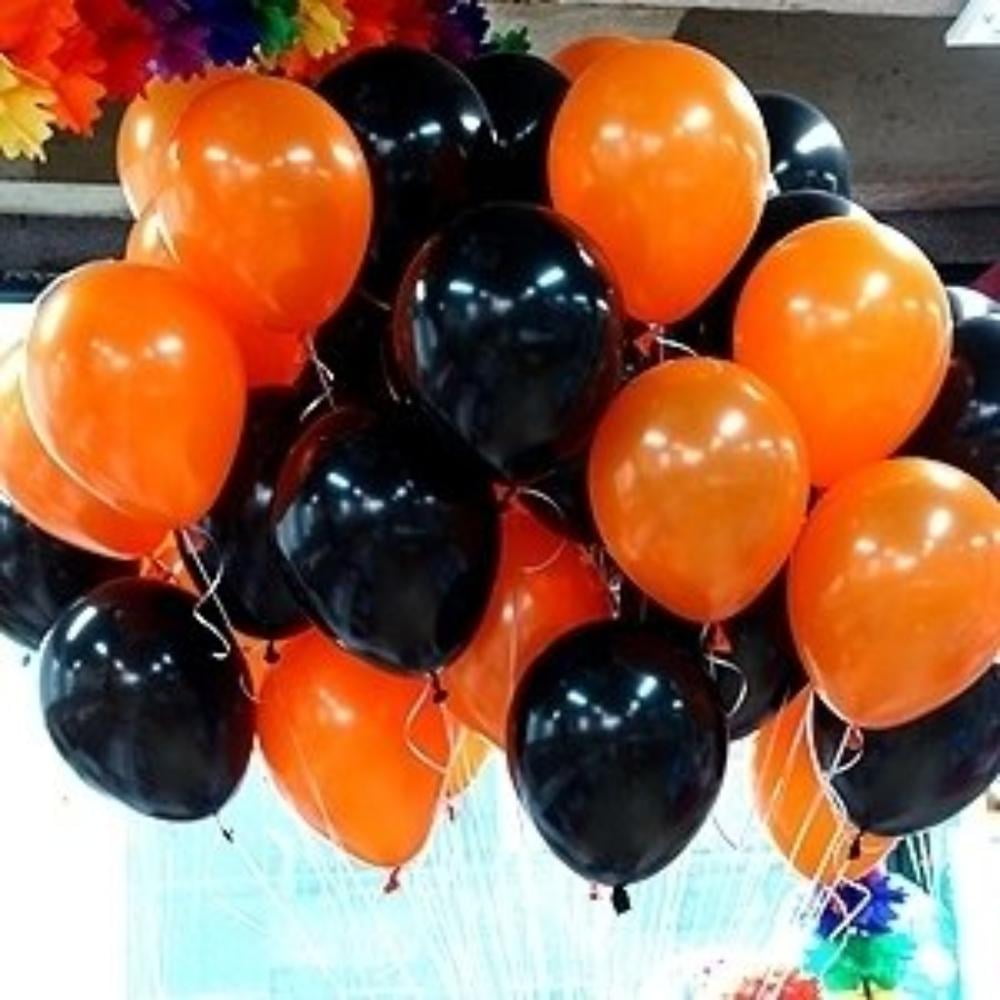 Neo 10'' Halloween (50) Black and (50) Orange Helium Balloons for Party