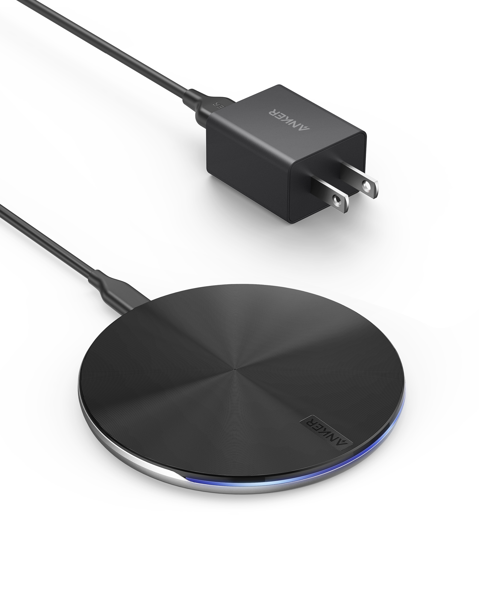 Anker PowerWave Pad Lite+ Wireless Charging Pad with Power Adapter, 5W - Black