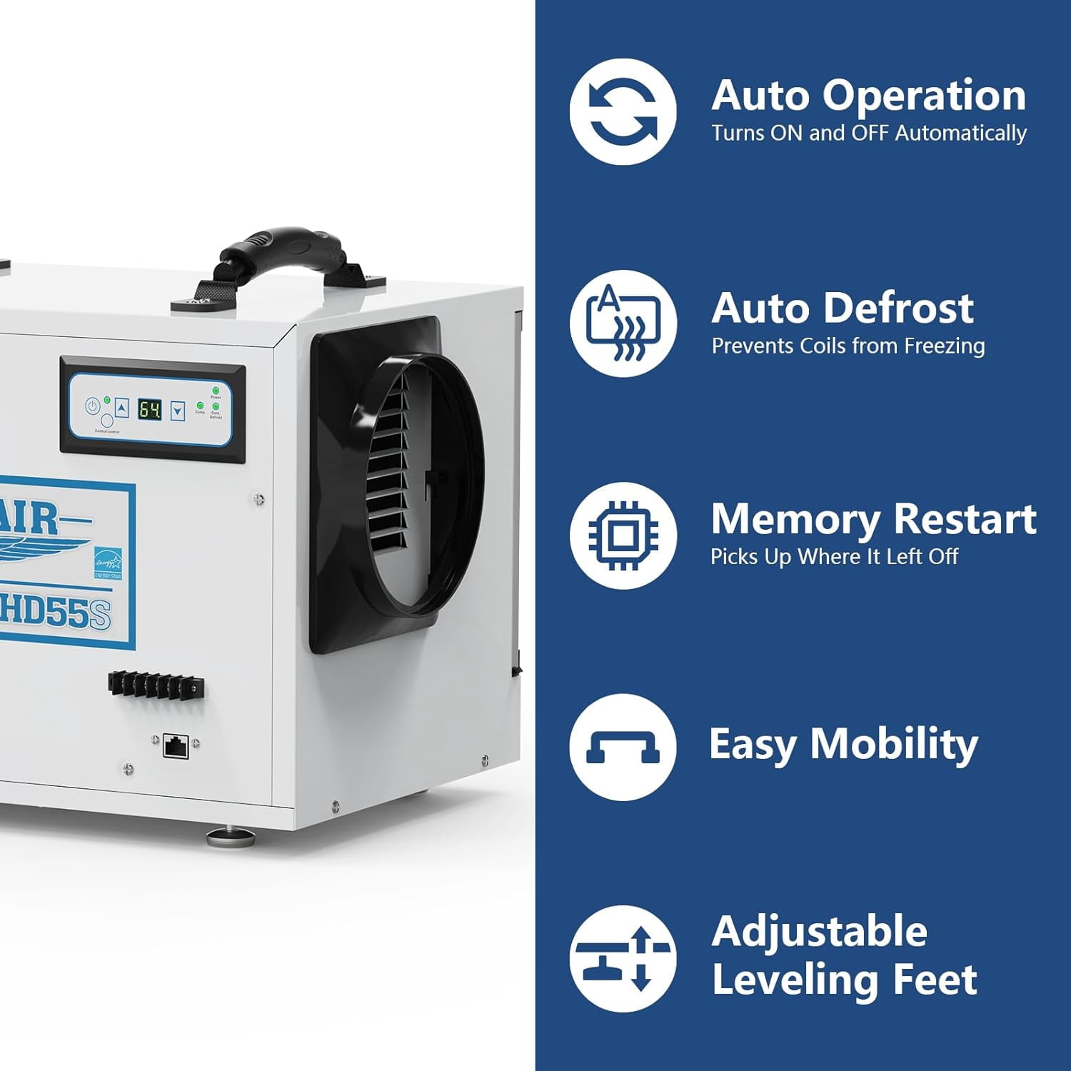 ALORAIR Crawl Space Dehumidifiers 120 PPD Moisture Removal, Crawlspace Dehumidifiers Commercial Dehumidifier for Basement, Auto Defrost, cETL Listed , up to 1,300 sq.ft